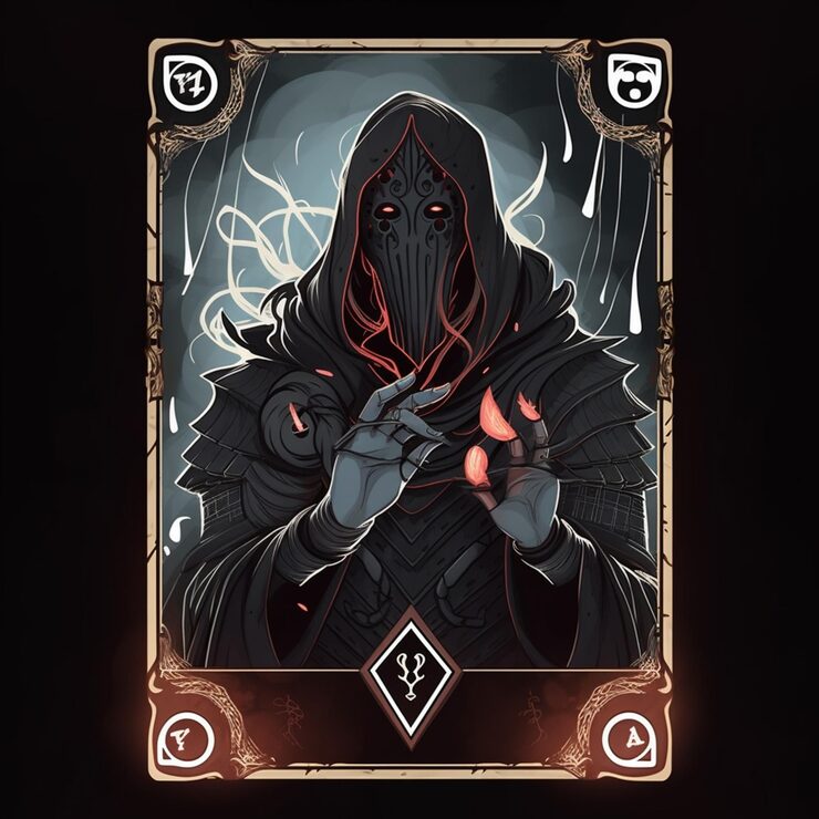 arafed-image-card-with-dark-knight-holding-glowing-heart-generative-ai_958165-38550