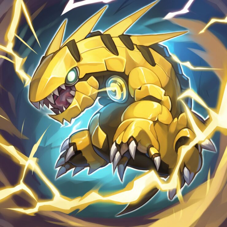 close-up-yellow-black-dragon-with-lightning-generative-ai_958098-45477